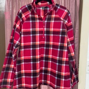 Eddie Bauer Plaid Quarter-Zip Fleece Pullover